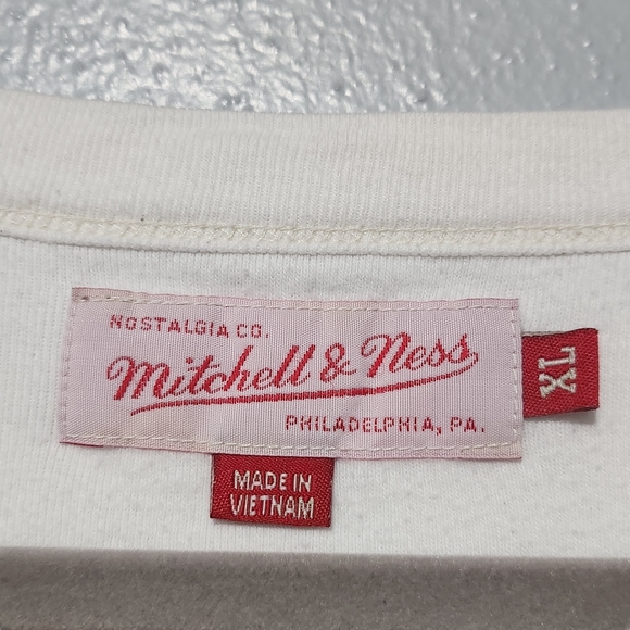 DODGERS Raglan Shirt Mens XL White Blue 3/4 Sleeve MLB MITCHELL & NESS Baseball - Picture 5 of 13